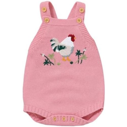Baby Boys Girls Sweater Romper Bodysuit Sleeveless Chicken Embroidery Knit Overalls Jumpsuit Summer Fall Clothes