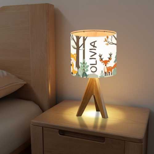 Custom Woodland Animals Table Lamp, Personalized Nursery Light, Cute Forest Animal Decor for Kids, Baby Gift, Nursey Decor