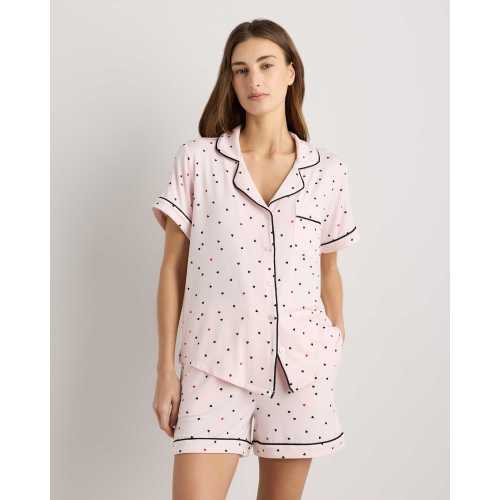 Bamboo Jersey Short Sleeve Pajama Set 		 		 		 		 		 in Tiny Hearts