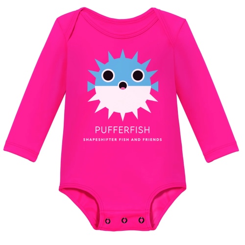 Hot Pink Pufferfish Sun Protective Baby Onesie | UPF50+ – ShapeShifter Fish and Friends