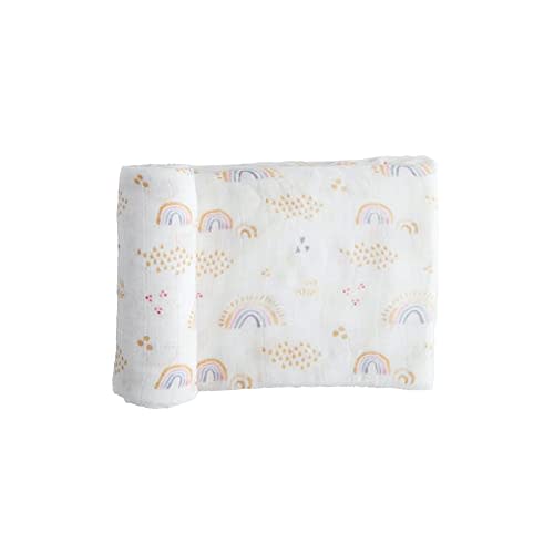Little Unicorn – Rainbows & Raindrops Deluxe Swaddle | Single | 100% Rayon Muslin from Bamboo | Super Soft | Newborns and Infants | Large 47” x 47” | Machine Washable