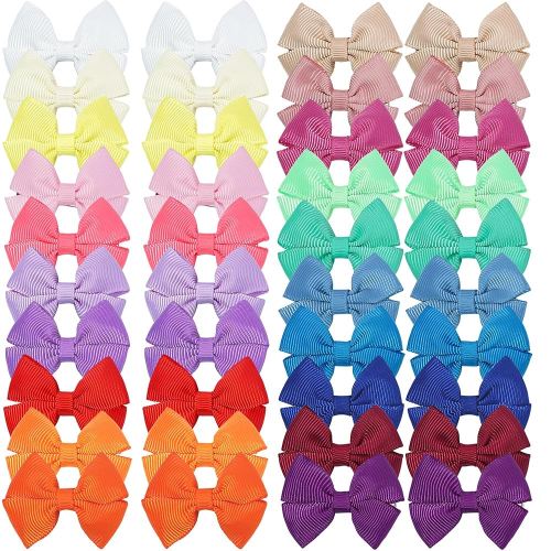 CellElectin 40Pcs Hair bow Clips 2Inch Mini Hair Clips for Baby Fine Hair 20 Colors in Pairs