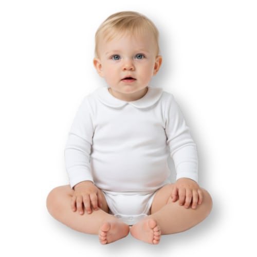 Blank Boy's Long Sleeve Peter Pan Collar Infant Bodysuit
