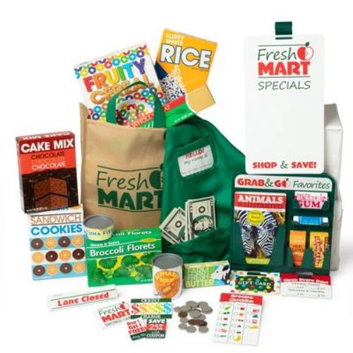 Melissa & Doug Fresh Mart Grocery Store Play Food and Role Play Companion Set