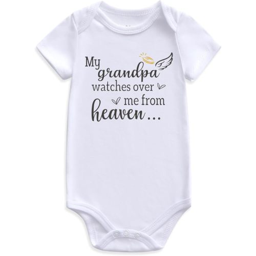 Guzcadun My grandpa watches over me from heaven baby clothes pregnancy announcement white 0-3 Months