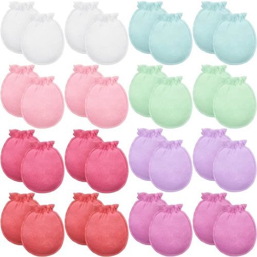 16 Pairs Newborn Baby Cotton Mittens No Scratch Gloves Unisex Newborn Mittens for baby Boys Girls 0-6 Months