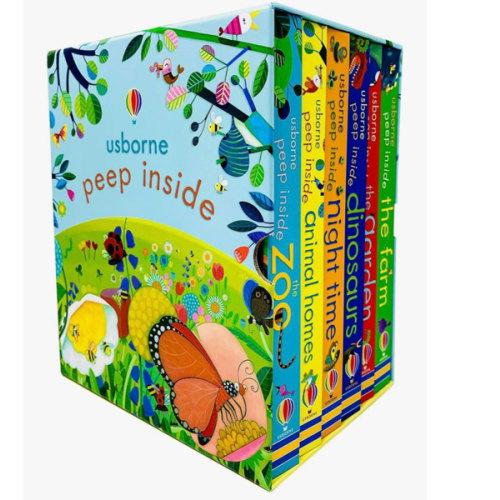 Peep Inside 6 Books Collection Box Set by Usborne (Zoo, Animal Homes, Night Time, Dinosaurs, Garden & Farm)