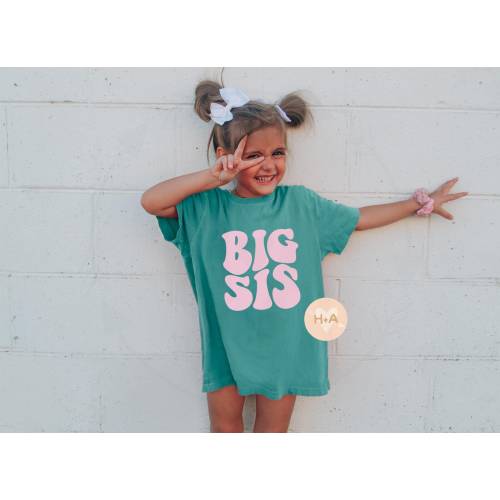 Retro Big Sis Comfort Colors Shirt, Toddler and Youth Big Sister Shirt, New Sister Gift, Big Sister Announcement Shirt