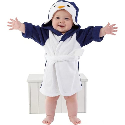 Baby Boy Bathrobe Hooded Towels Unisex Infant Bath robe Towel For Toddle Terry Ultra Absorbent Durable Blankets