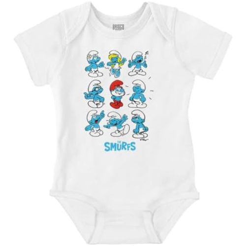 Brisco Brands Smurfs Squad Papa Smurfette Cartoon Baby Romper Boys or Girls