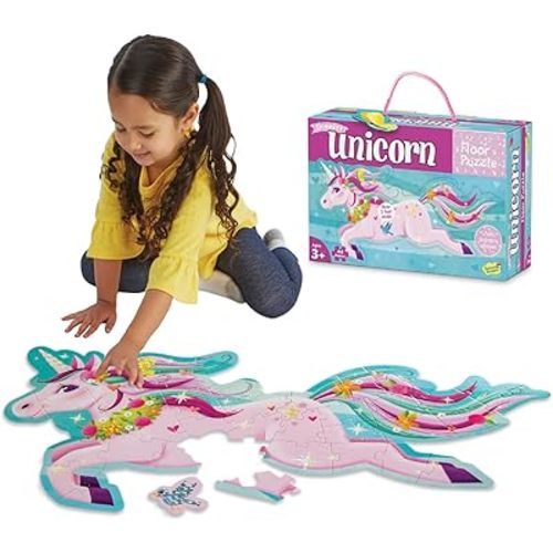 Peaceable Kingdom Shimmery Unicorn Floor Puzzle, 1 EA