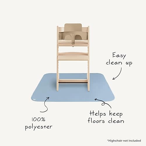 mushie Baby Splat Mat 42.5x42.5 Inch (Olive Check) | Water Resistant for Under High Chair and Infant Play