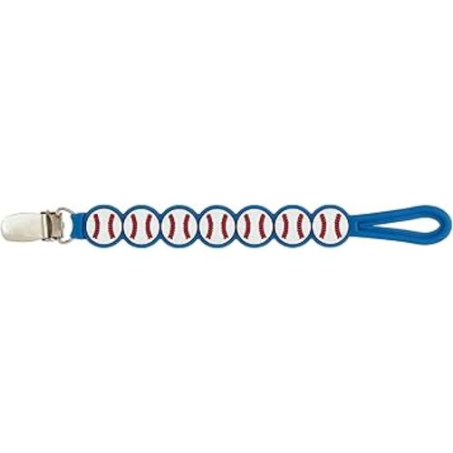 Mud Pie Kids Baseball Silicone Pacy Strap; 7"
