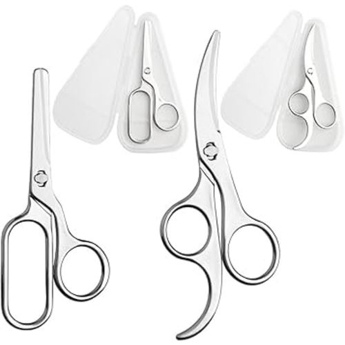 Jasni 2-Pack All 304 Stainless Steel Baby Food Scissors Detachable Vegetables Meat Noodles Kitchen Shears for Infant Kids Anti-Rust Food-Grade Dishwasher Safe with Travel Storage Case