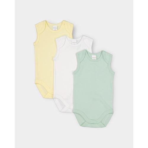 Light Yellow Baby 3 Pack Sleeveless Bodysuit | Best&Less™ Online