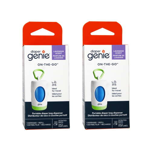 Diaper Genie On-The-Go Dispenser, Portable Diaper Bag Dispenser, Lavender Scent - 2 Pack