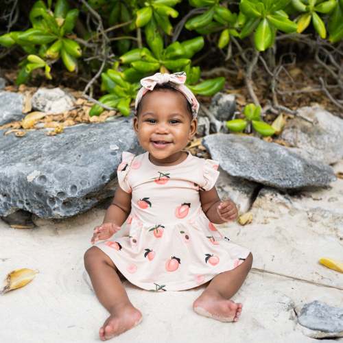 3-6 months - Twirl Bodysuit Dress in Peach