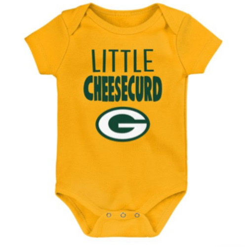 Green Bay Packers Newborn Little Cheesecurd Bodysuit at the Packers Pro Shop
