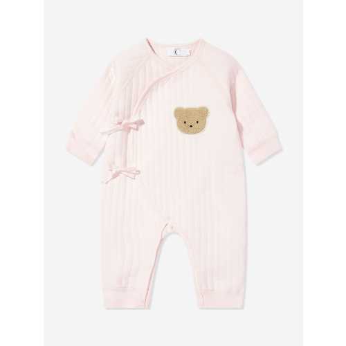 Cozy Crew Club Baby Girls The Teddy Bear Boucle Wrap Baby Grow Romper in Pink