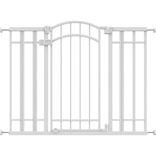 Ingenuity Decorative Extra Tall Baby Gate & Dog Gate, 28.5"-48" Wide, 36" Tall, Hardware or Pressure Mounted, Install on Top or Bottom of Stairs, Banister, or Doorway - White