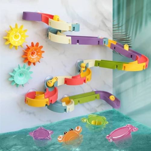 Baby Bath Toys DIY Marble Race Run Assembling Track Bathroom