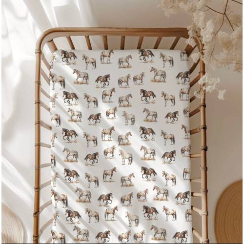Horse Standard Fitted Crib Sheet, Baby Gift, Equestrian Nursery, Horse Nursery, Horse Mom, Horse Lover Baby, Baby Shower Gift, Mini Crib