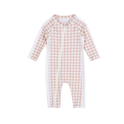 Sunsuit - Long Sleeve Romper Swimsuit | "Pink Gingham"