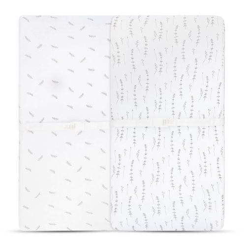 Ely's & Co. Baby Changing Pad Cover - Cradle Sheet 100% Combed Jersey Cotton Forest Grey Leaf +Floral