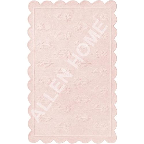 Allen Home Jessa Scallop Floral Area Rug – 4’ x 6' – Handmade Wool Area Rugs – Pink – Anti-Skid Rugs for Living Room, Bedroom – Carpets with Non-Slip Natural Backing with 100% Cotton