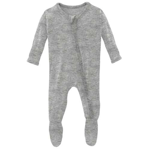 Muffin Ruffle Footie with Zipper in Heathered Mist