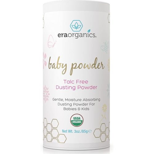 USDA Organic Baby Powder Talc-Free - Soothing Arrowroot, Calendula and Cornstarch for Newborn, Babies or Toddlers - Made in USA - 3oz/85g