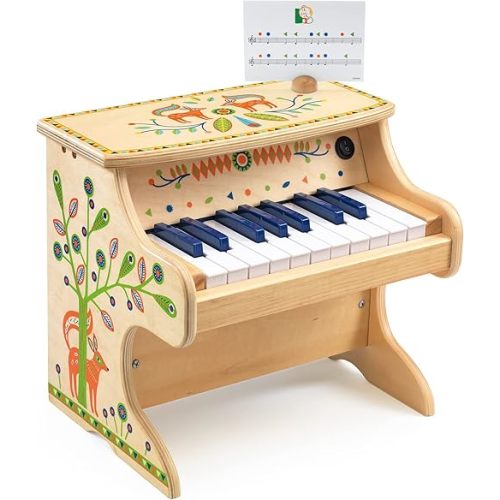 DJECO - Animambo Electric Piano 18 Keys - Playing Music for Children - Enhances Motor Skills - Develops Coordination, Dexterity, and Rhythm - Fosters Creativity, Adorable Design - Kids Ages 3+