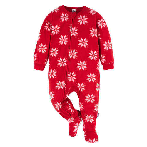 Baby & Toddler Neutral Red Snowflakes Footed Fleece Pajamas – Gerber Childrenswear