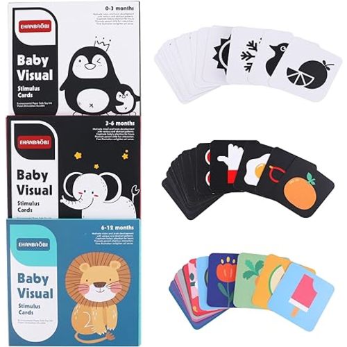BARMACO High Contrast Baby Flashcards 96 Pcs Black White Learning Cards