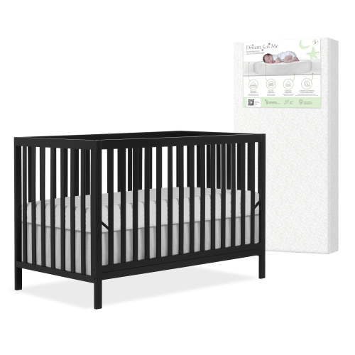 Nursery Bundle, Dream On Me Synergy MOD Crib in Matte Black and Crib & Toddler Mattress Bundle