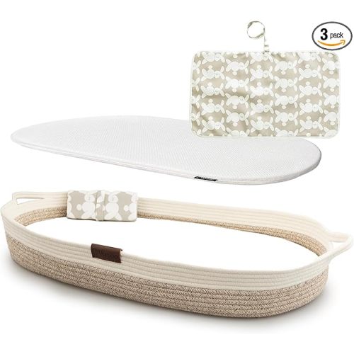Baby Changing Basket, Portable Diaper Changing Pad, Moses Basket for Newborns, Changing Table Topper for Baby Nursery, Waterproof Travel Pad Cover