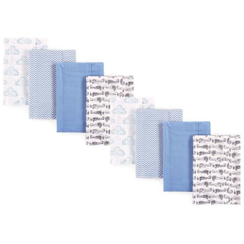 Hudson Baby Boys and Girls Cotton Poly Flannel Burp Cloths 8-Pack, Airplane, One Size