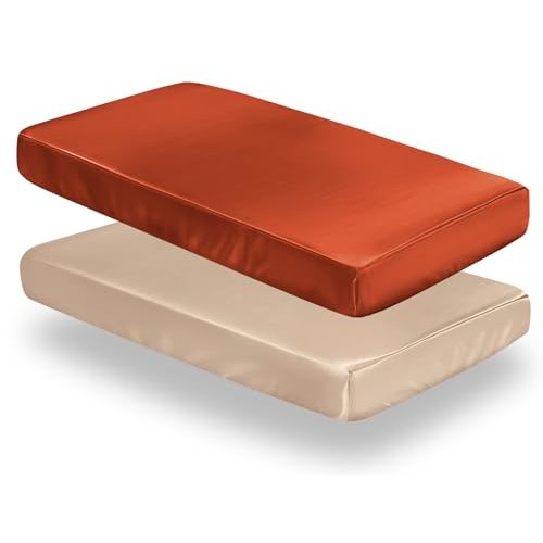 SiinvdaBZX 2 Pcs Satin Crib Sheets for Baby Hair, Rust Orange & Beige | 52 x 28 Inch Silk-Like Soft Fitted Crib Sheets Baby Mattress Sheets for Standard Crib, Toddler Mattress, with 8 Inch Pocket