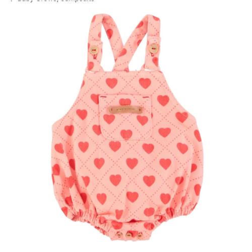 Twill Hearts romper | Pink