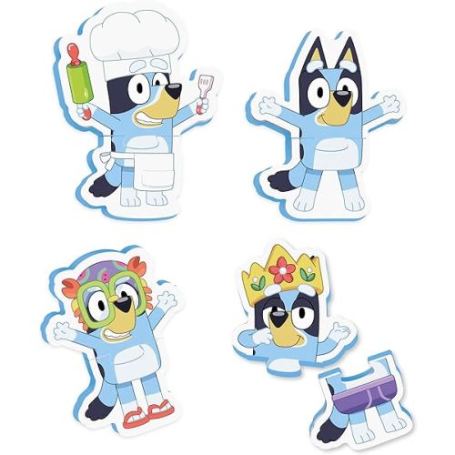 Tomy Toomies Bluey Bath Puzzle - Mix and Match Bluey Puzzle - Foam Toddler Bath Toys - Includes Mesh Bag Bath Toy Storage with Suction Cups - 8 Count - 18 Months and Up