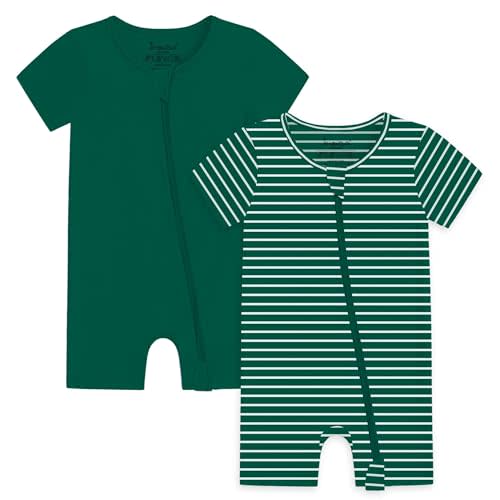 Jimonda Baby Boy Girl 2 Pack Pajamas Cotton Short Sleeve Footless Romper 2 Way Zipper One Piece Outfit Clothes