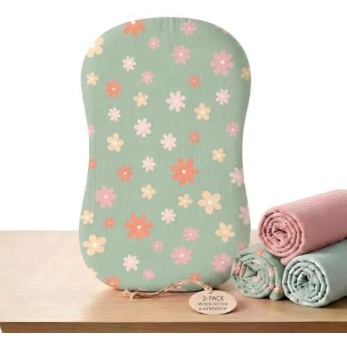 3 Pack Muslin Baby Lounger Cover Compatible with Snuggle Me-Sage Green