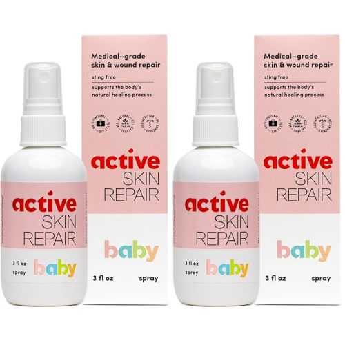 Active Skin Repair Baby First Aid Spray, Medical Grade Hypochlorous, 3 oz | Natural and non-toxic, hypochlorous acid, no-sting formula, diaper rash, baby acne, eczema, cuts, scrapes, travel size
