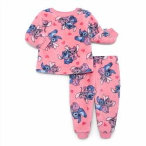 Stitch and Angel Baby Girls Printed Crewneck Sweatshirt and Joggers Set, 2-Piece, Sizes 0/3M-24M