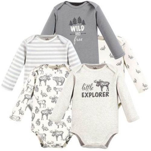 Touched by Nature Organic Cotton Long-Sleeve Bodysuits, Neutral Woodland, 9-12 Months