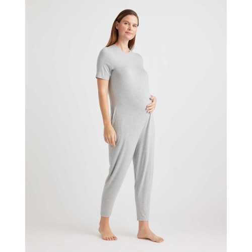 Bamboo Jersey Maternity Everyday Jumpsuit in Heather Grey