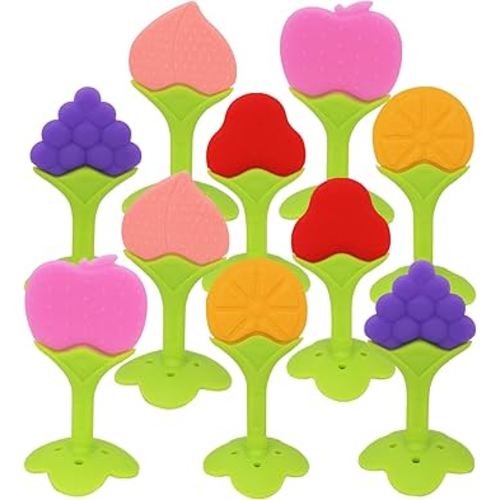 Baby Teething Toys, 10 Pack Fruit Teethers for Babies, Frozen Teething Toys for Babies, BPA-Free Silicone Teethers for Babies, Teethers Bulk, Natural Organic, Perfect Baby Gift, Soft & Textured