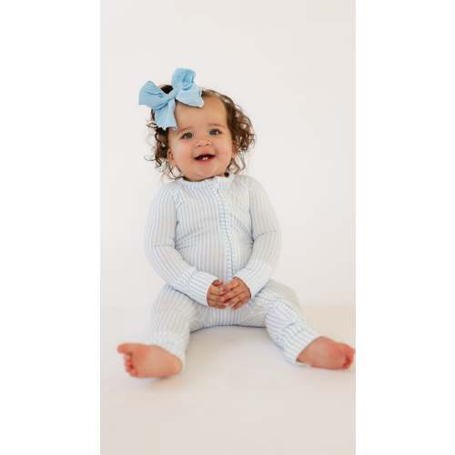 Infant Romper in Blue Pin Stripes