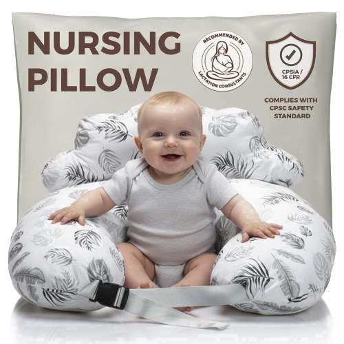 PILLANI Nursing Pillow for Breastfeeding, Breastfeeding Pillows for Mom Support & Baby Comfort, Removable Cotton Cover, w/Adjustable Waist Strap, Newborn Essentials Must Haves, Baby Registry Search