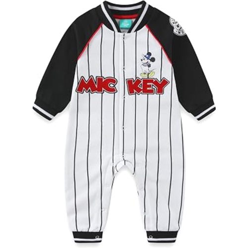Disney Mickey Mouse Baby Boys Fleece Baseball Romper Coverall for Infants